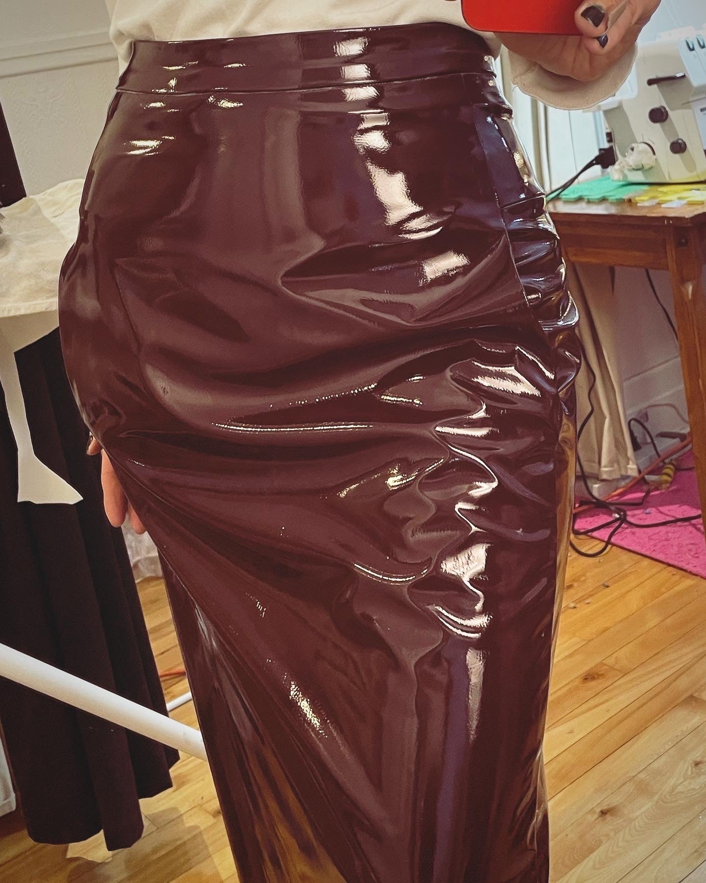 Prana patent leather skirt