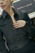 Load image into Gallery viewer, Stretch denim blouse
